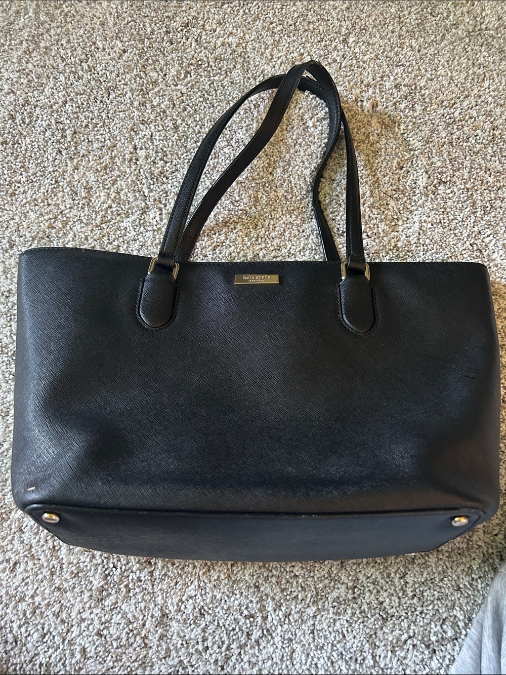 Kate Spade Black Saffiano Leather Tote with Gold Hardware
